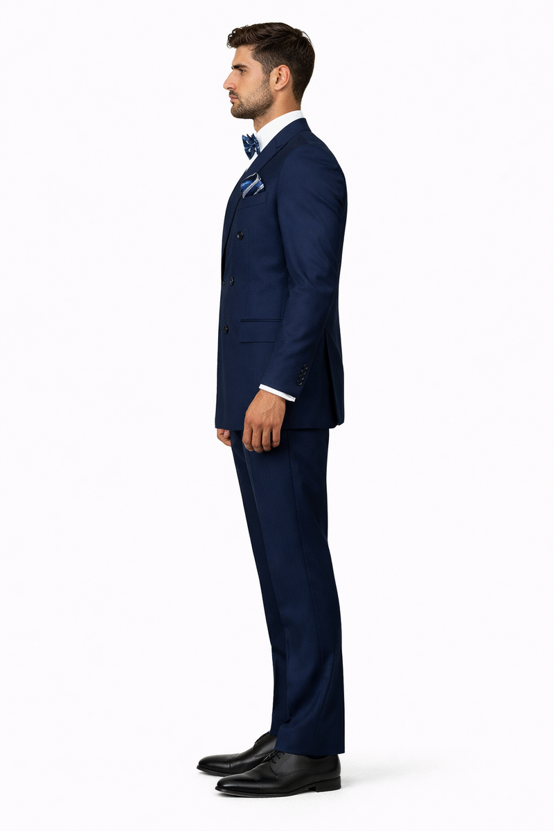 Statement Men's Sapphire Blue 100% Wool Double Breasted Suits