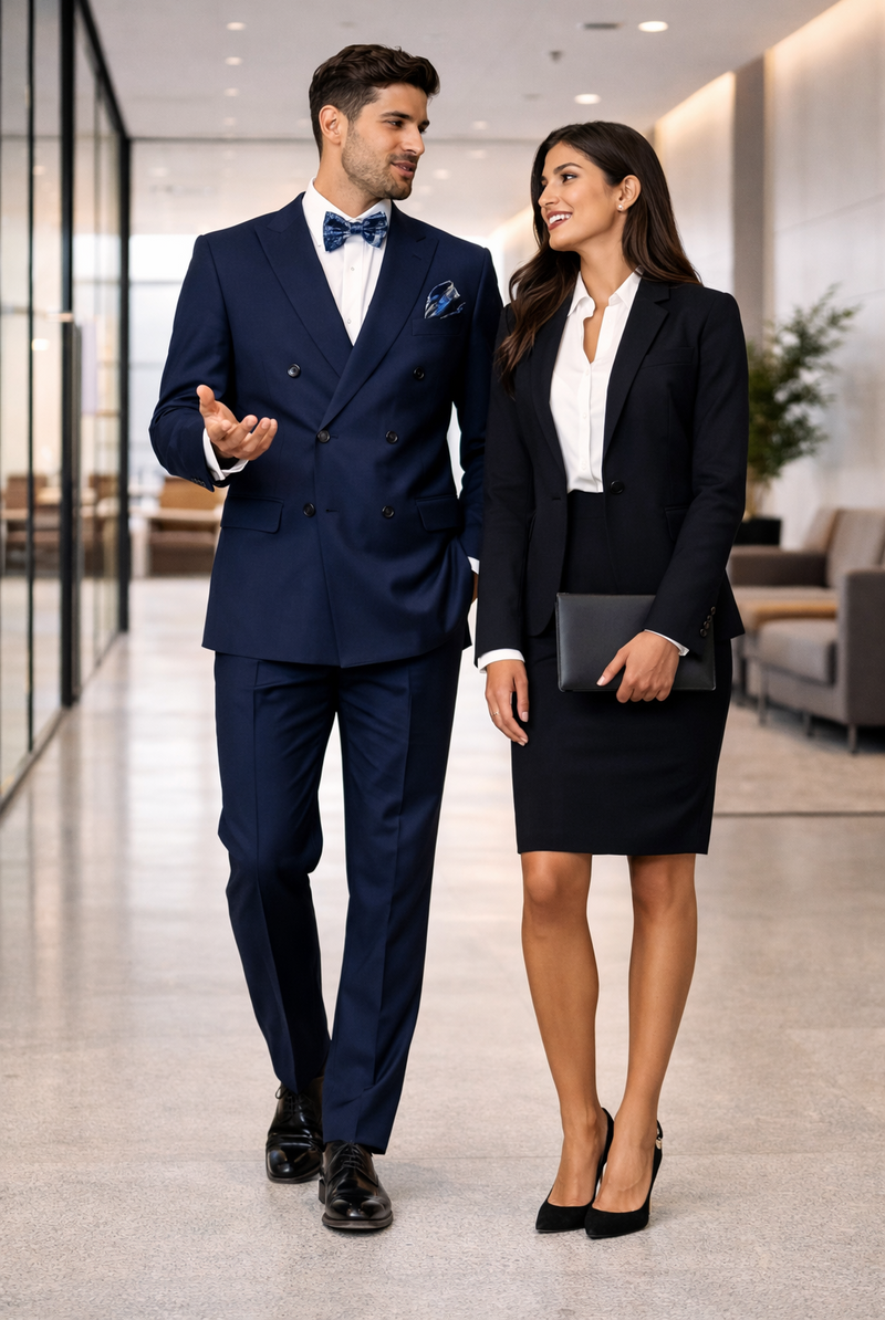 Statement Men's Sapphire Blue 100% Wool Double Breasted Suits