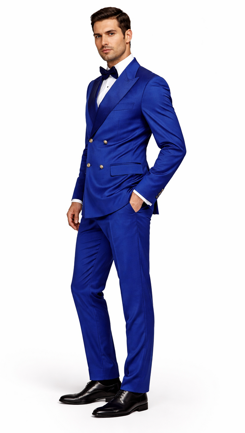 Statement Men's Royal Blue Double Breasted Velvet Suits