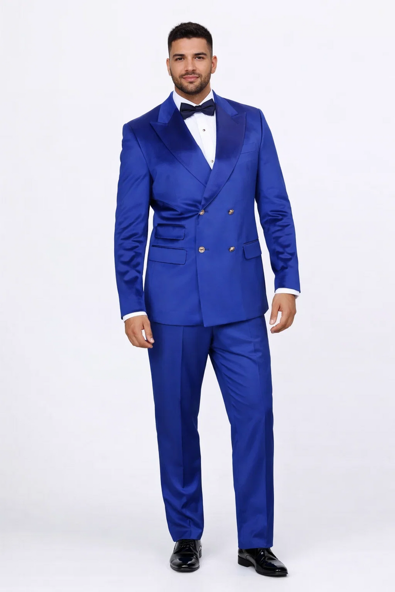 Statement Men's Royal Blue Double Breasted Velvet Suits