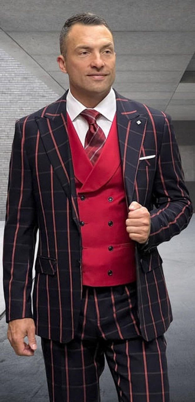 Jared Red Fashion Bespoke Prom Men Suits with Notched Lapel