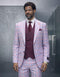 Statement Men's Wool Windowpane Suit Peak Lapel Tailored Fit Mauve Diego