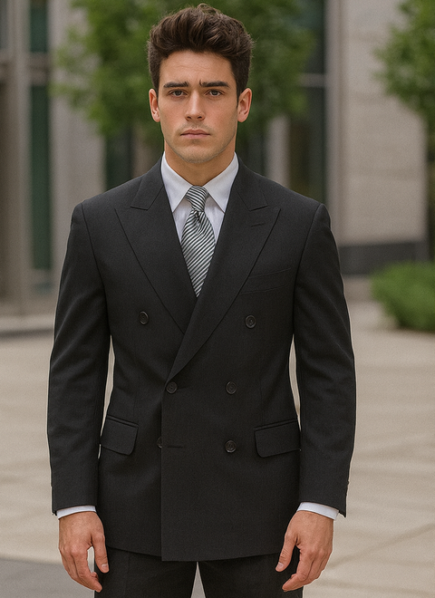 Steve Harvey Black Solid Three Piece Suit