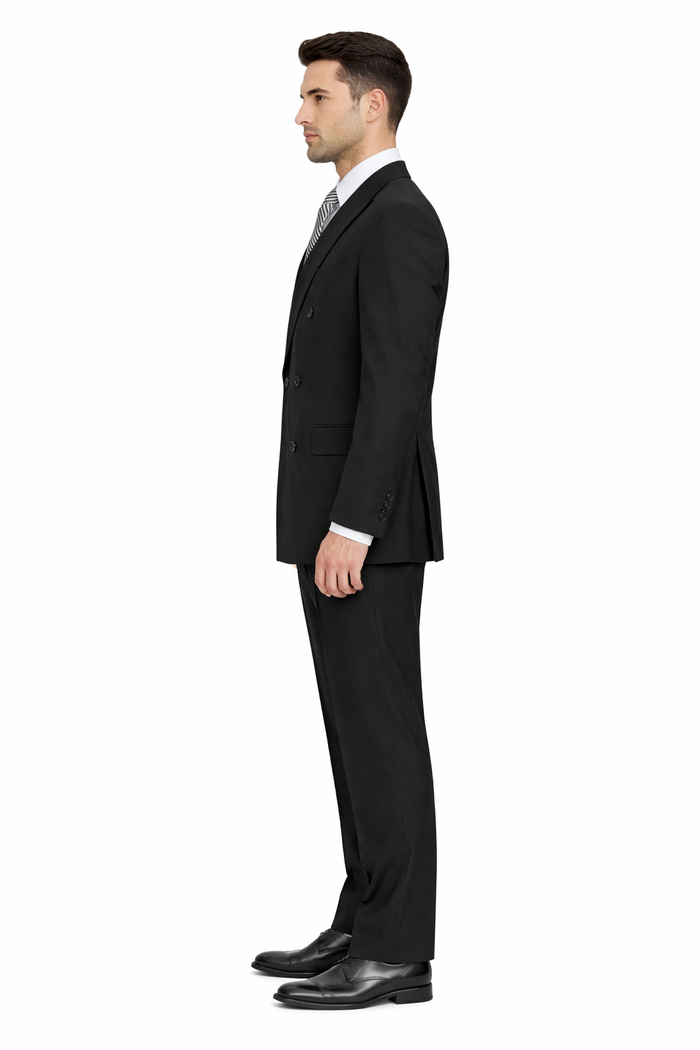 Steve Harvey Black Solid Three Piece Suit