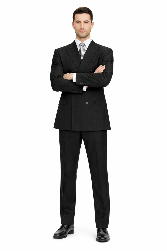 Steve Harvey Black Solid Three Piece Suit