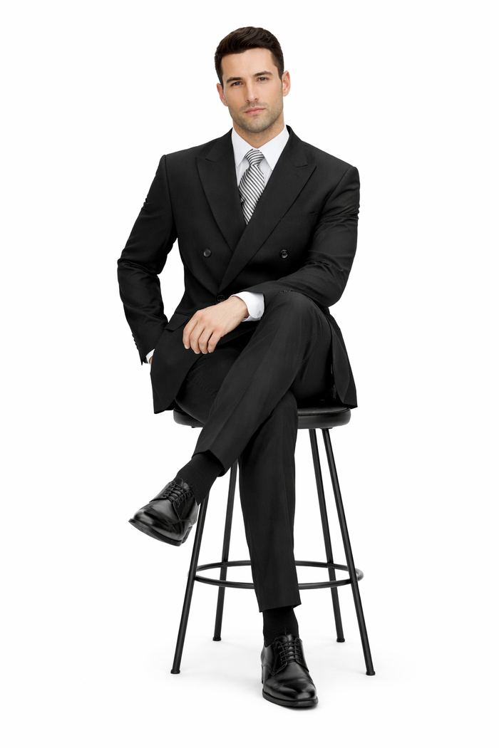 Steve Harvey Black Solid Three Piece Suit
