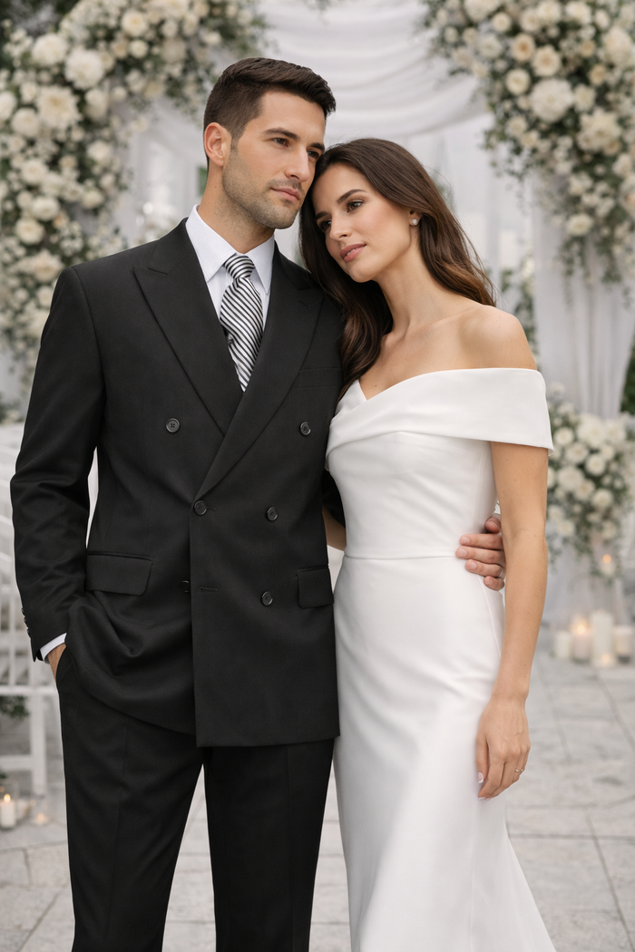 Steve Harvey Black Solid Three Piece Suit