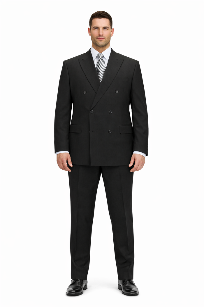 Steve Harvey Black Solid Three Piece Suit