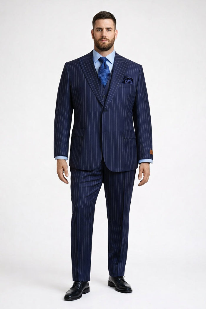 Steve Harvey Suit - Peak Lapel Modern Fit - No Pleated Pants Designer Brand Multicolor 3 Piece Single Breasted Vested Suit