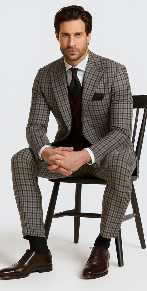 Steve Harvey Suits - Multicolor Suit - Designer Brand Suit No Double Breasted Pinstripe Pleated Pants Modern Fit