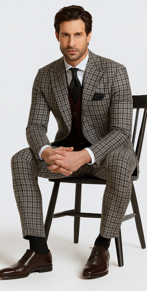 Steve Harvey Suits - Multicolor Suit - Designer Brand Suit No Double Breasted Pinstripe Pleated Pants Modern Fit