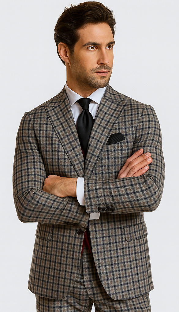 Steve Harvey Suits - Multicolor Suit - Designer Brand Suit No Double Breasted Pinstripe Pleated Pants Modern Fit