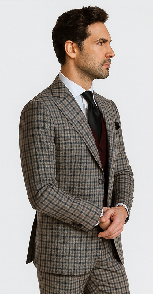 Steve Harvey Suits - Multicolor Suit - Designer Brand Suit No Double Breasted Pinstripe Pleated Pants Modern Fit