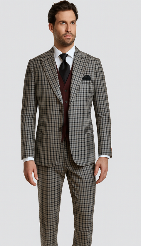 Steve Harvey Suits - Multicolor Suit - Designer Brand Suit No Double Breasted Pinstripe Pleated Pants Modern Fit