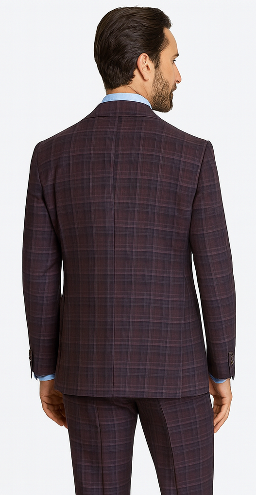 Steve Harvey Suits - Purple Suit - Designer Brand Suit No Pleated Pants Modern Fit