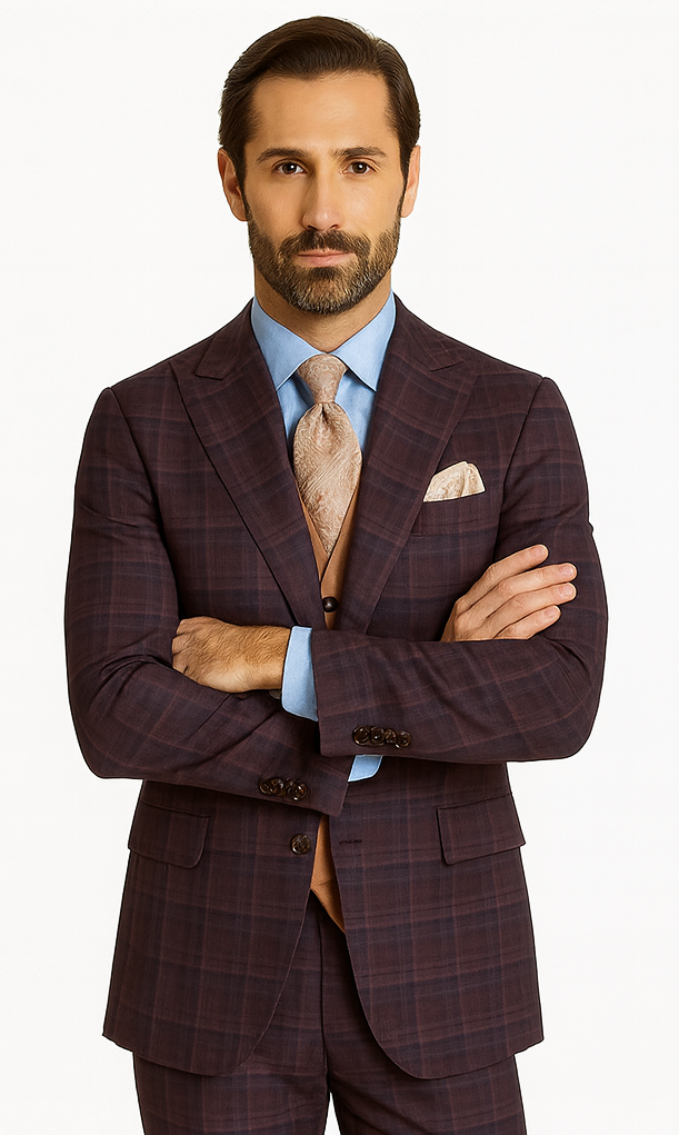 Steve Harvey Suits - Purple Suit - Designer Brand Suit No Pleated Pants Modern Fit