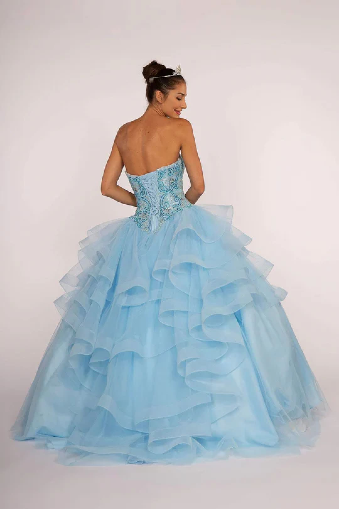 Strapless Ball Gown with Ruffled Skirt by Elizabeth KGL2515