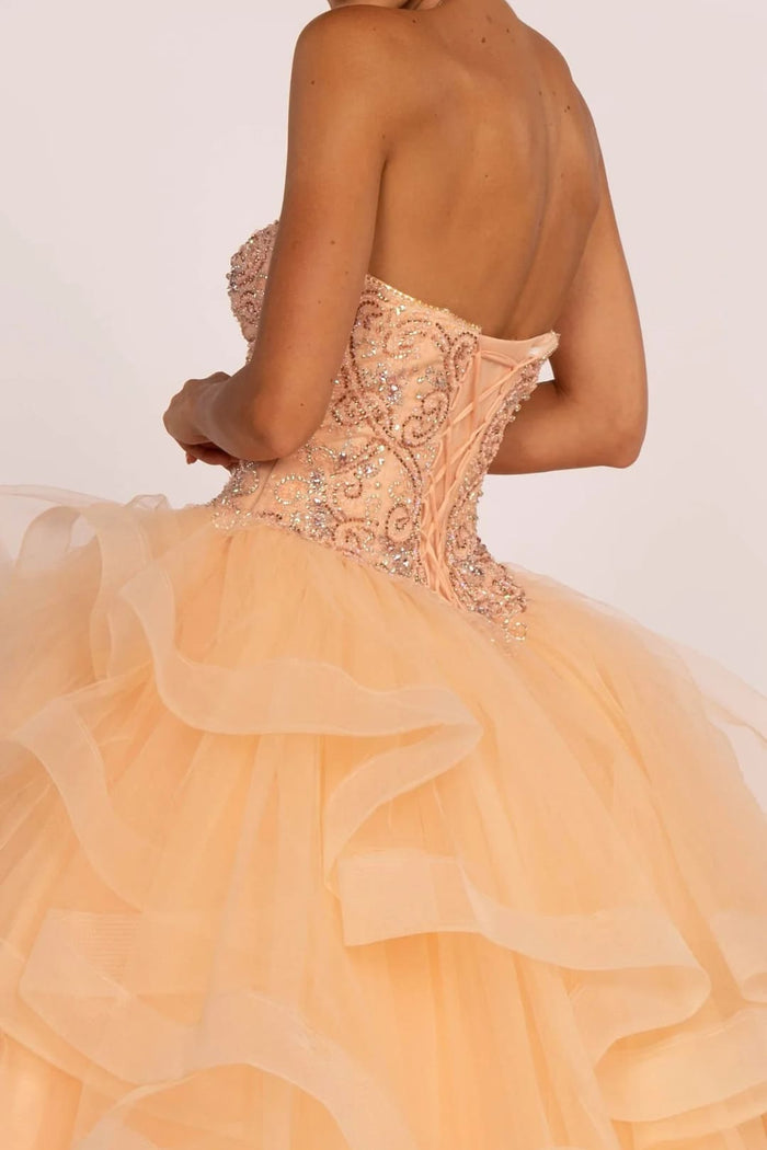 Strapless Ball Gown with Ruffled Skirt by Elizabeth KGL2515