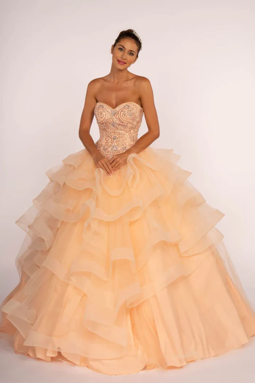 Strapless Ball Gown with Ruffled Skirt by Elizabeth KGL2515