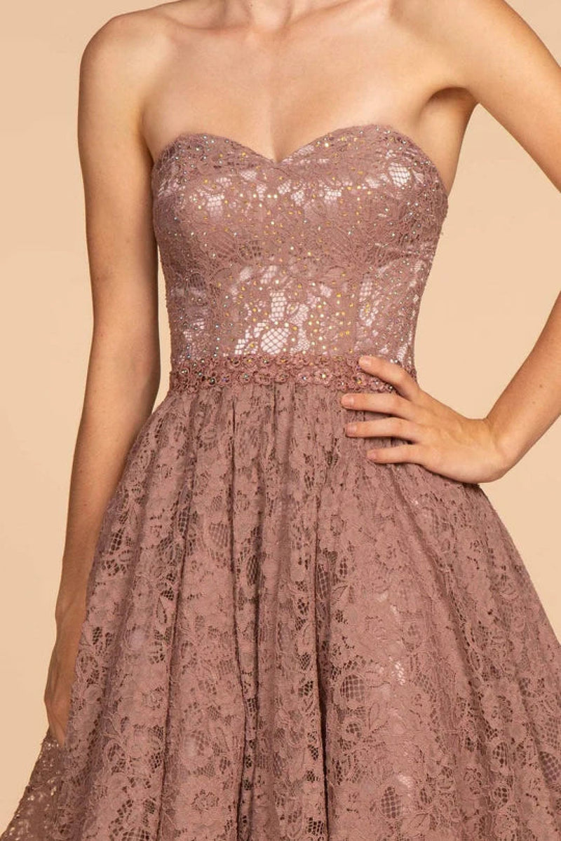 Strapless Sweetheart Lace Dress by Elizabeth KGS1611