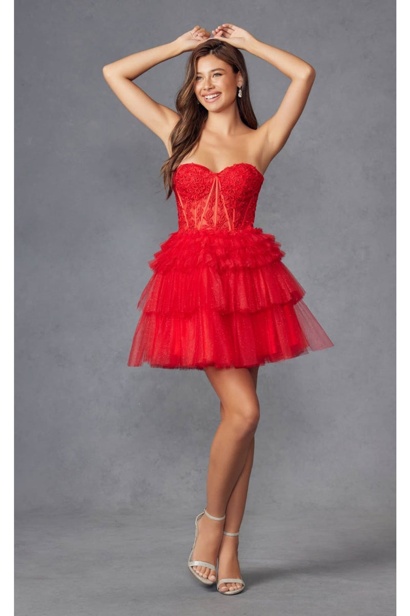 Dama Dresses for Quinceanera in Red Style JT918S Quince Outfit