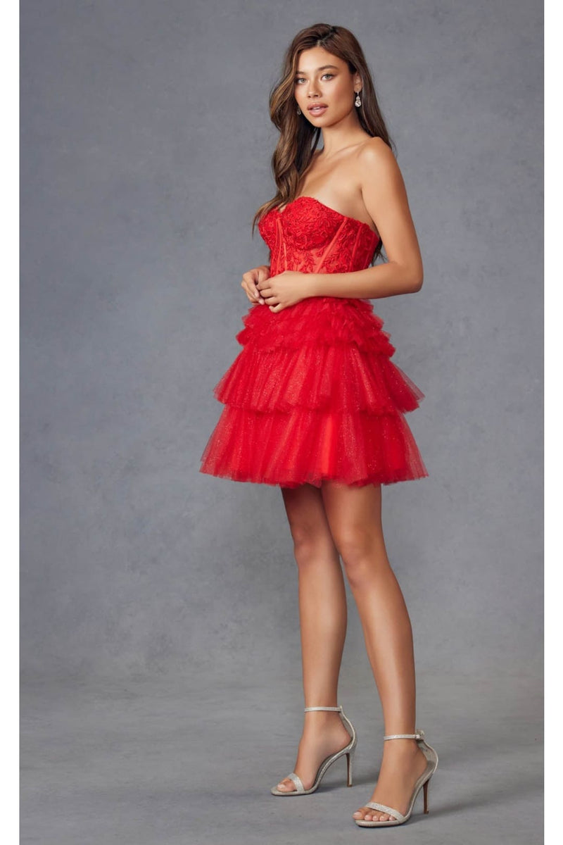 Dama Dresses for Quinceanera in Red Style JT918S Quince Outfit