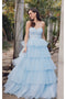 Strapless Tiered Ruffled A-Line Gown by Juliet JT2452K