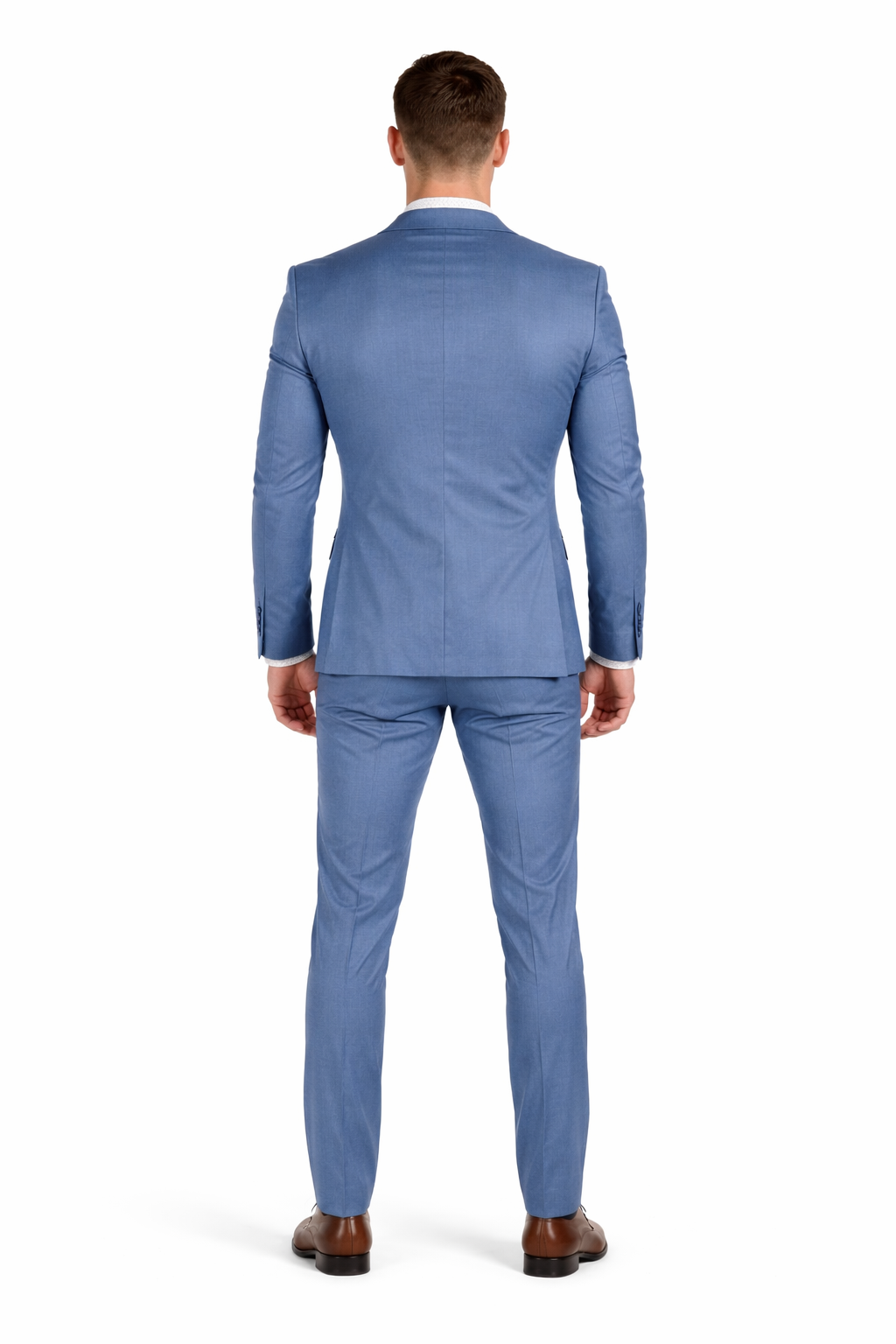 Stretch Fabric Suits - Slim Fit Suit in Color MBlue - Giovanni Testi 2 button stretch Medium Blue Travel Suit GTRVL2N-01 M.BLUE