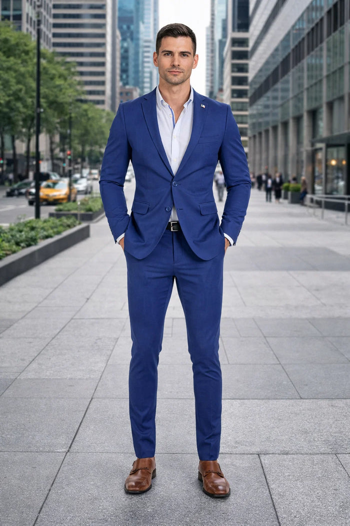Stretch Fabric Suits - Slim Fit Suit in Color Navy - Giovanni Testi 2 button stretch Burgundy Travel Suit GTRVL2N-01 NAVY