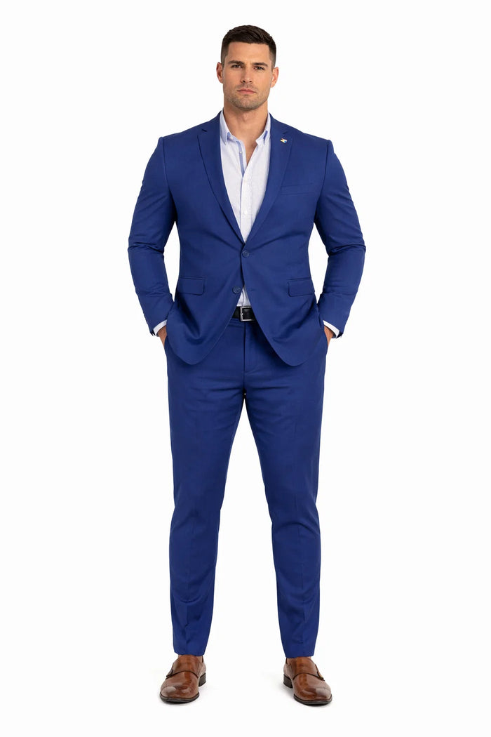 Stretch Fabric Suits - Slim Fit Suit in Color Navy - Giovanni Testi 2 button stretch Burgundy Travel Suit GTRVL2N-01 NAVY