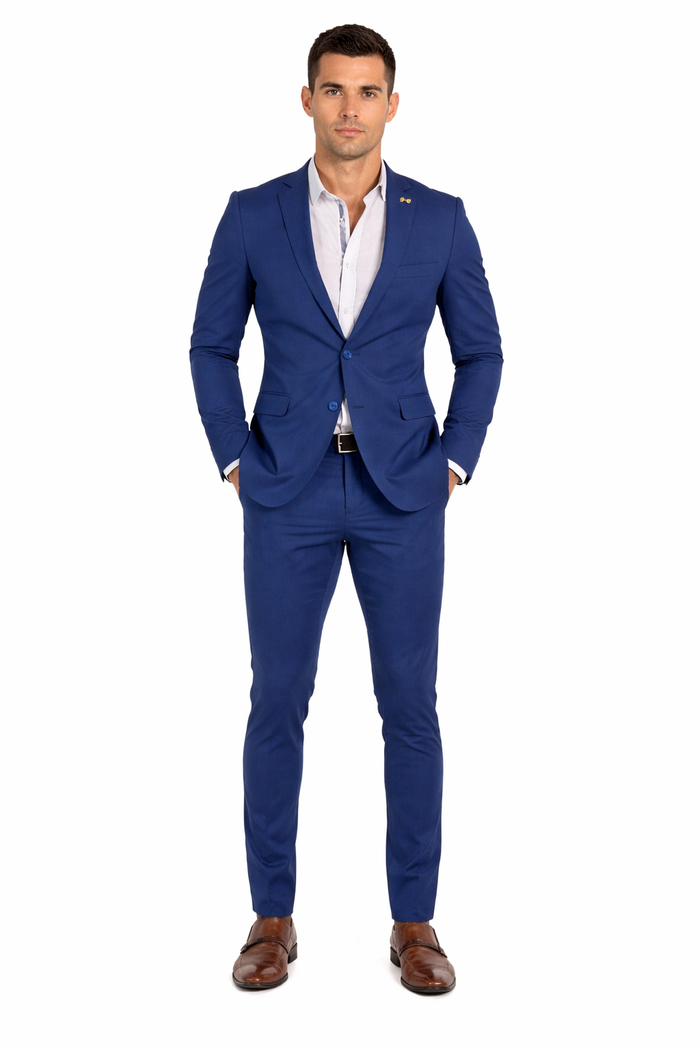 Stretch Fabric Suits - Slim Fit Suit in Color Navy - Giovanni Testi 2 button stretch Burgundy Travel Suit GTRVL2N-01 NAVY