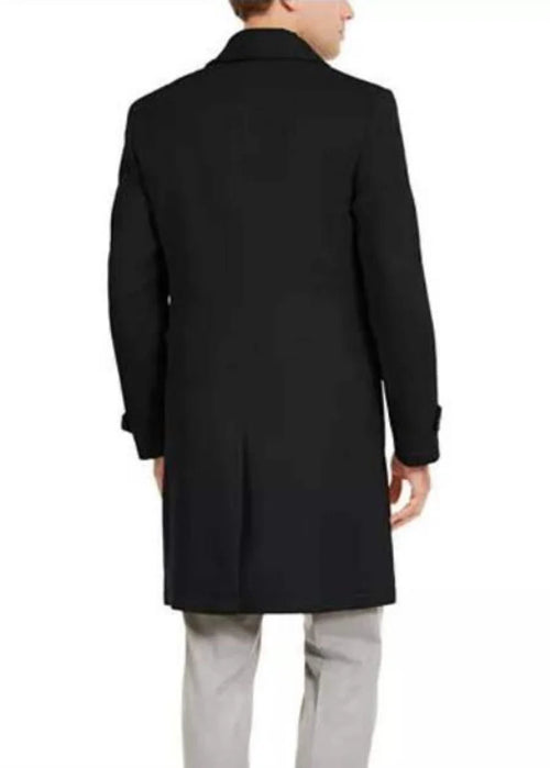 Mens Black Overcoat - Manhattan 34 Inch Double Breasted men's Overcoat - men's Topcoat