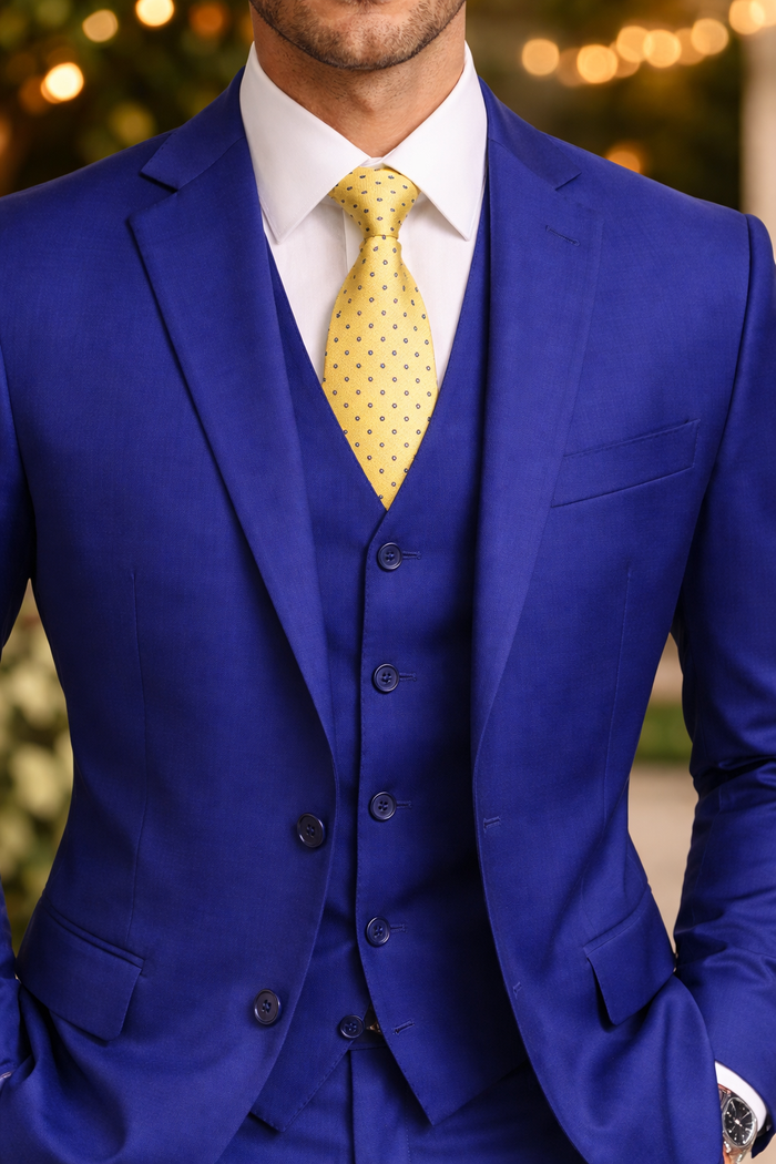 Mens Tiglio French Blue Suit – Stylish Blue Suit for Wedding, Business and Formal Wear