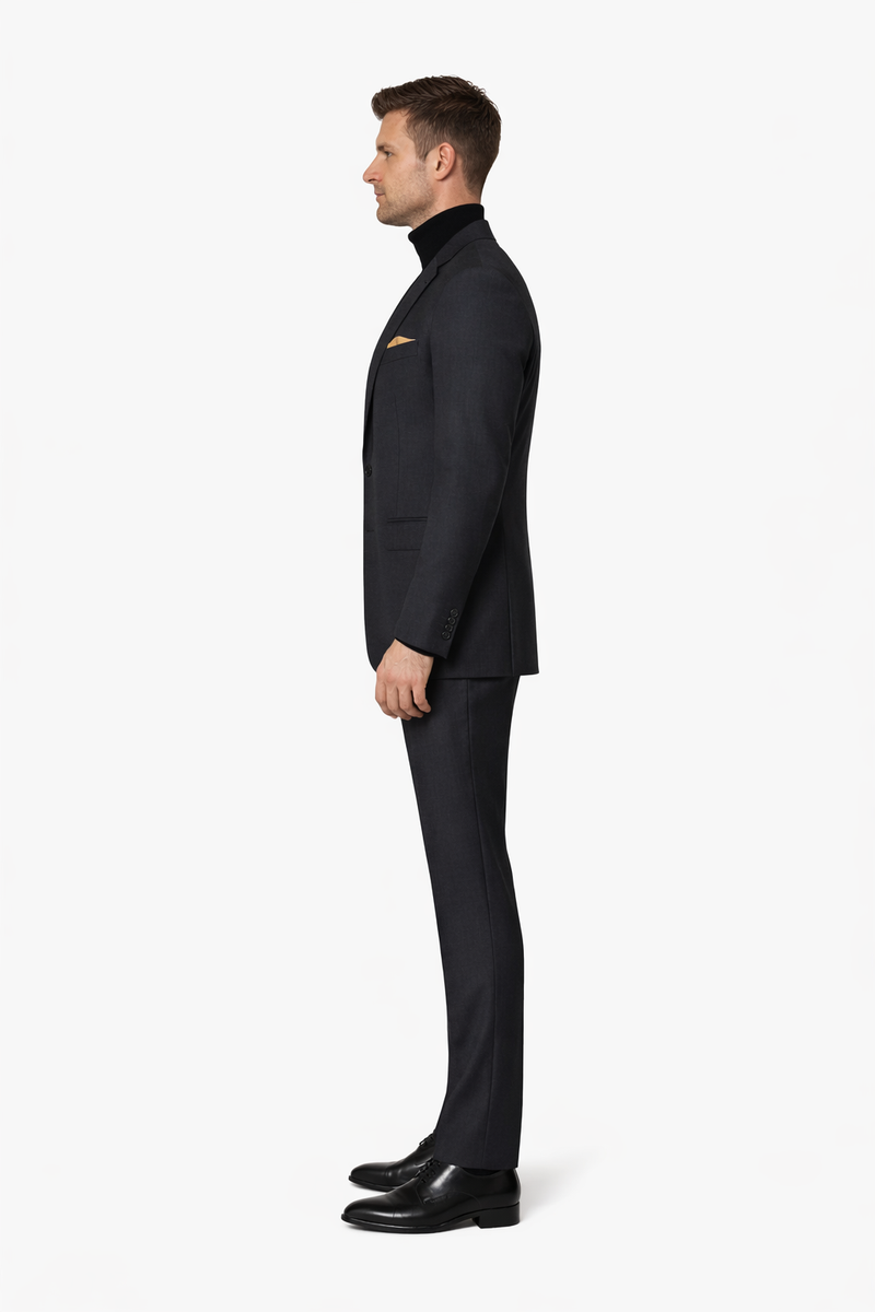 Suit And Turtleneck Combo - Turtleneck Prom Outfits - Prom Turtleneck  Black Suit