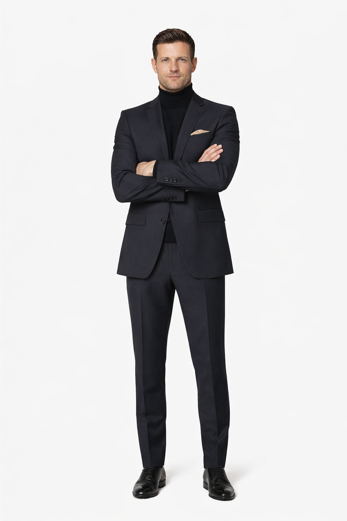 Suit And Turtleneck Combo - Turtleneck Prom Outfits - Prom Turtleneck  Black Suit