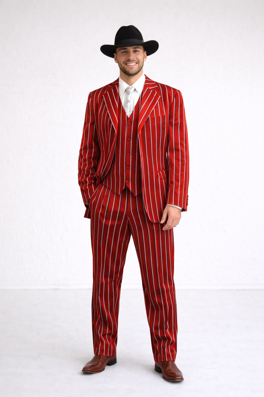 Pinstripe Zoot Suit - 1920s Fashion Suit - Gangster Suit - Long Style Fashion Church Suits