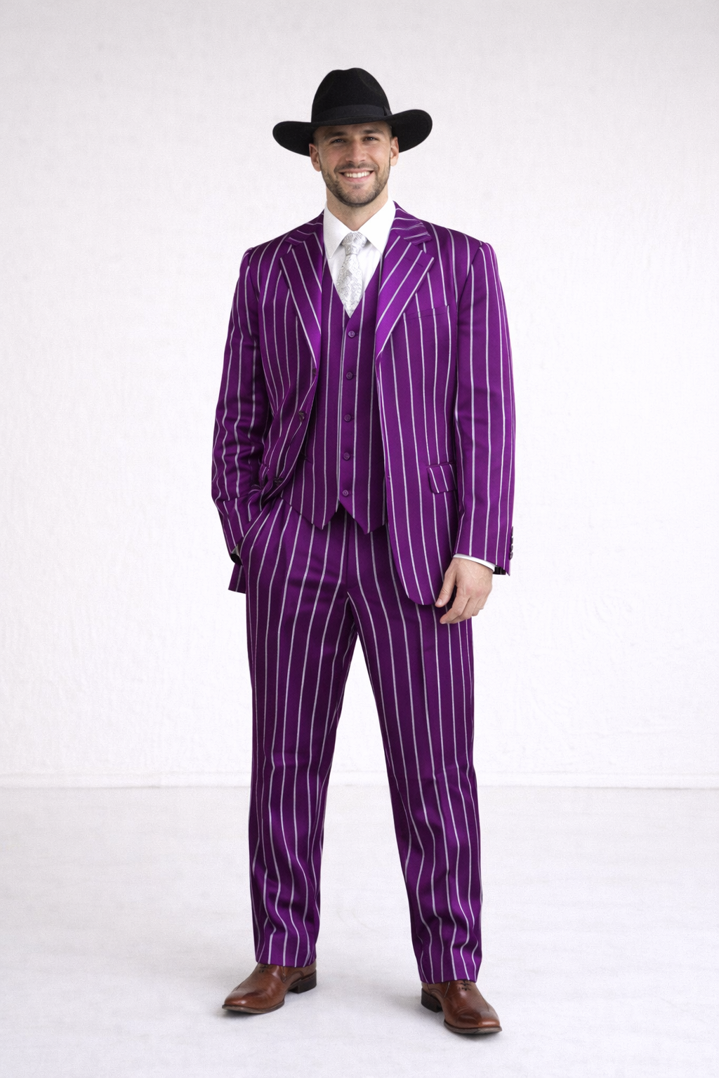 Pinstripe Zoot Suit - 1920s Fashion Suit - Gangster Suit - Long Style Fashion Church Suits