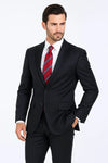 High-Quality Construction 2 Button Dark Navy Blue Suit For Men MiniStripe Ultimate Tayloring&Wool
