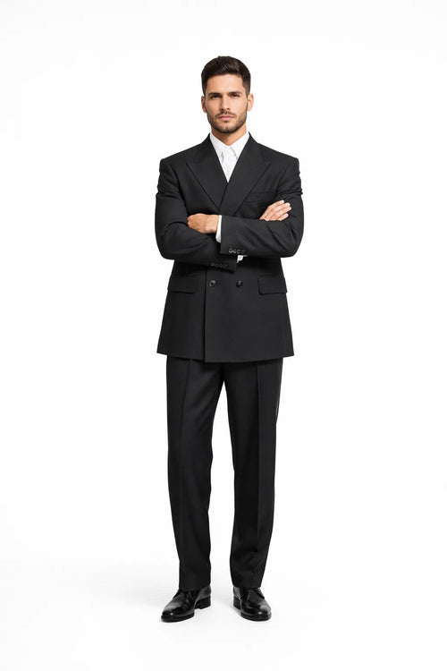 Steve Harvey Black Solid Three Piece Suit
