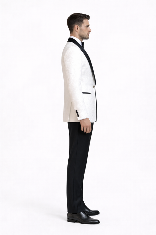 Wedding Tuxedo Premium Paisley Black Velvet 4pc Suit W/ Matching Bowtie