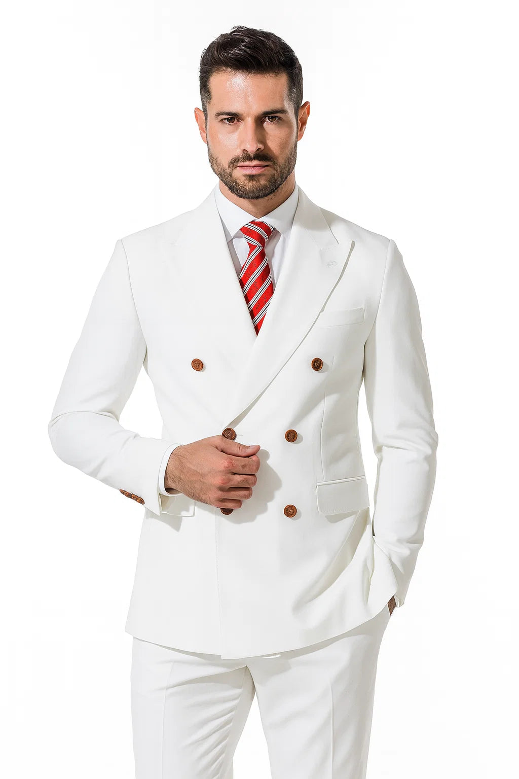Men's High Quality Snow White Men's Double Breasted Suits Jacket Blazer Dinner Jacket