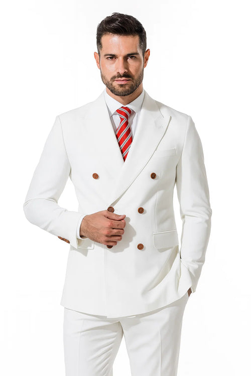 Men's High Quality Snow White Men's Double Breasted Suits Jacket Blazer Dinner Jacket