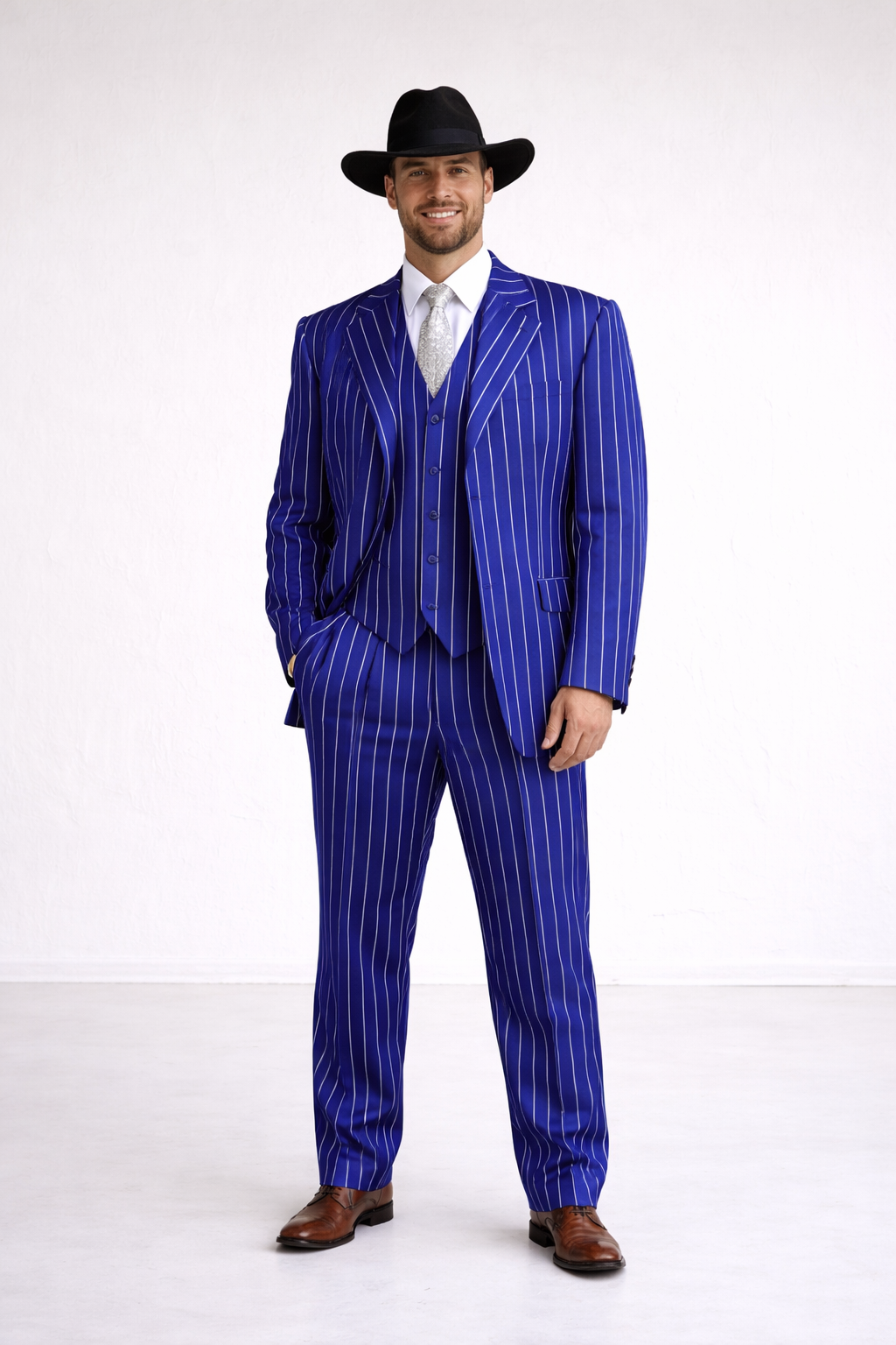 Pinstripe Zoot Suit - 1920s Fashion Suit - Gangster Suit - Long Style Fashion Church Suits