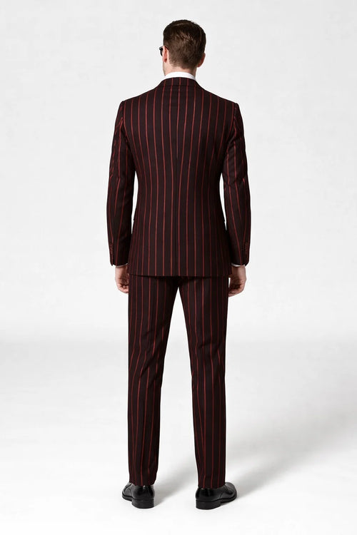 Black With Red Pinstripe Suit On Sale