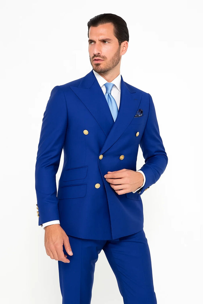 Royal Blue Double-Breasted Suit 