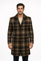 Mens Plaid Wool Overcoat â€“ Khaki and Brown and Cream Check Pattern Winter Coat