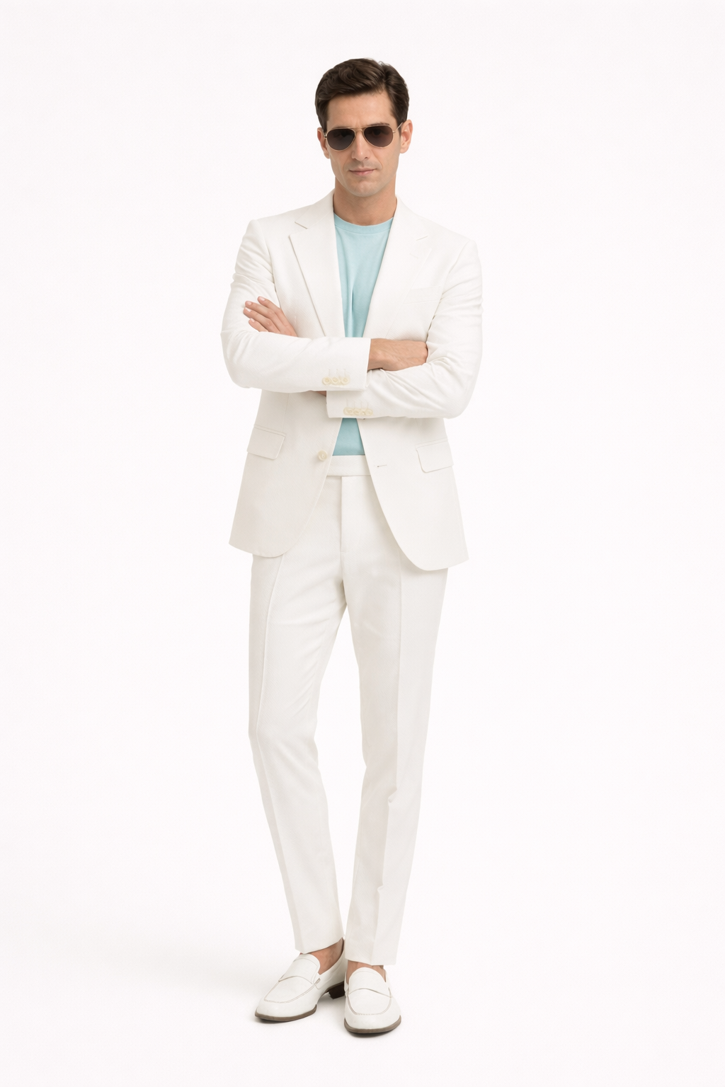 Mens Don Johnson Miami Vice White Suit Costume