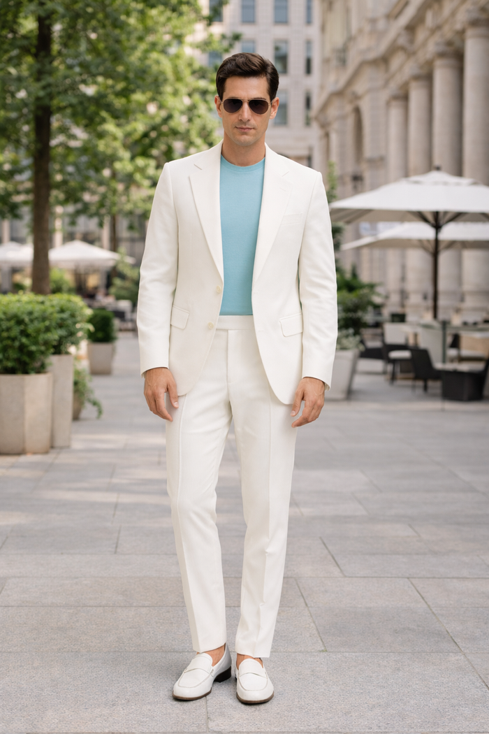 Mens Don Johnson Miami Vice White Suit Halloween Costume