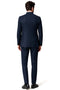 4 Button  Banded Collar Suit  One Chest Pocket  Two Flap Front Pockets  Color: Navy Blue