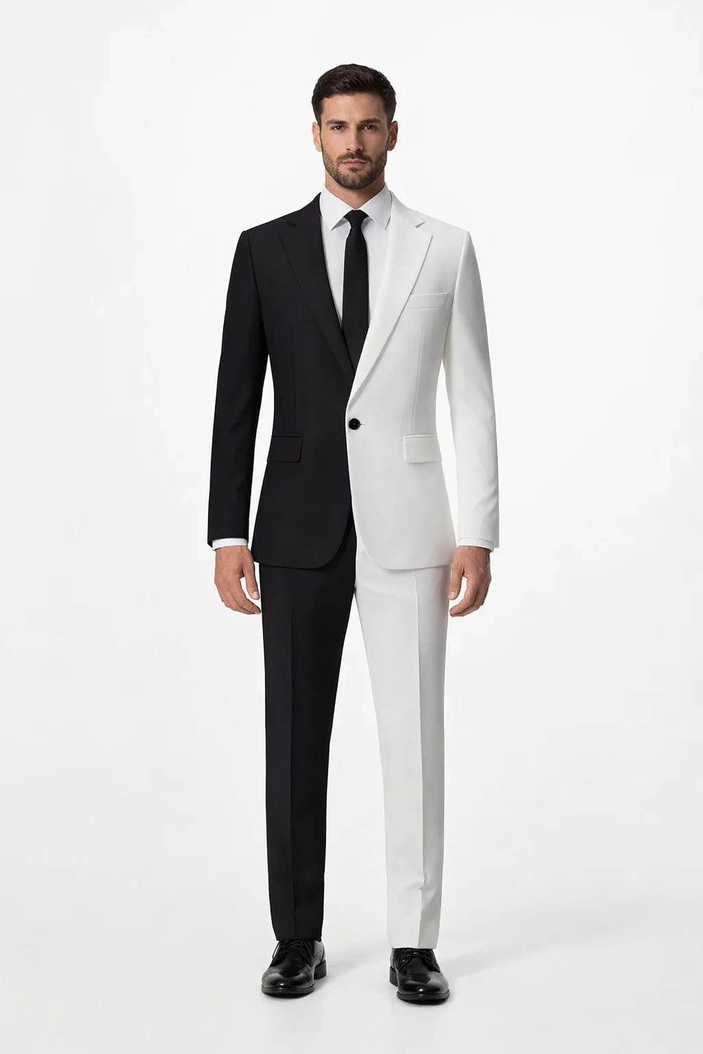 Half Black  Half White Suit The Geoffrey Splice Slim Fit Two-Piece Suit